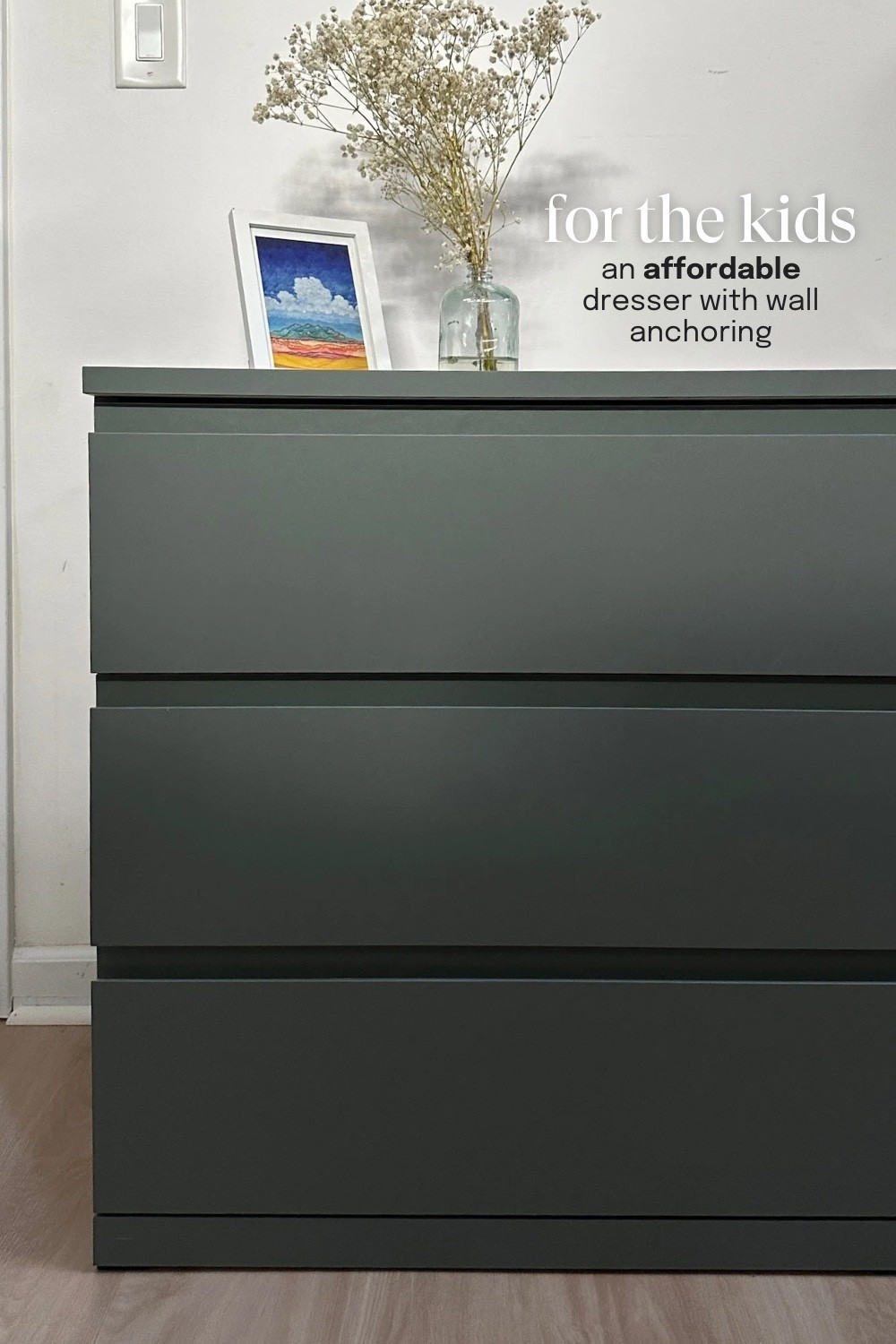 So, I was just visiting my niece and nephew who are 6 and 2, and was so impressed with this kids bedroom dresser! Not only does it look high-end but the gray/green color is stunning. And the wall anchoring and unlock feature makes it so safe. Hot tip— push two together to double the size!

#LTKHome #LTKFindsUnder100 #LTKKids