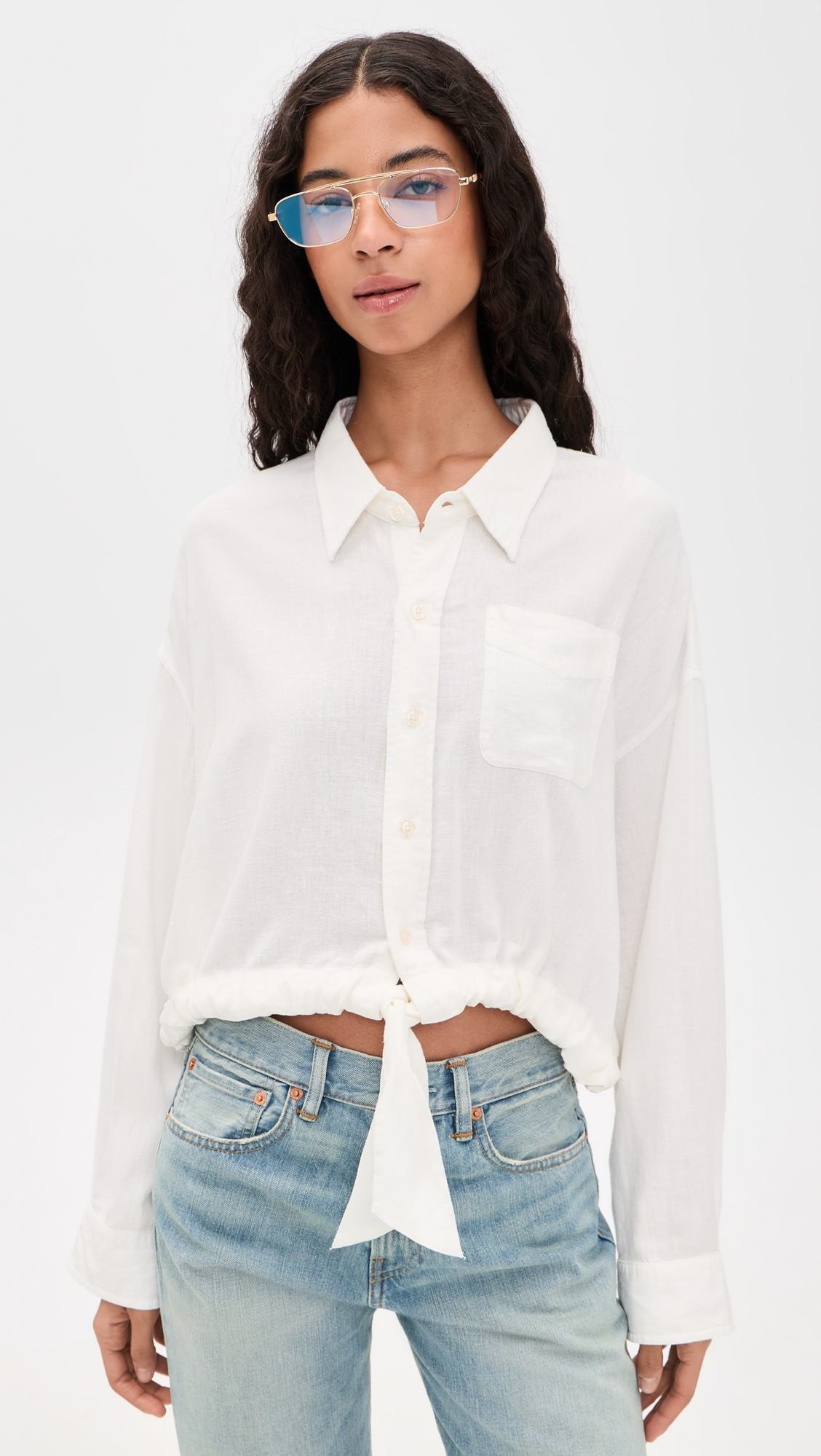 Long Sleeve Front Tie Shirt | Shopbop
