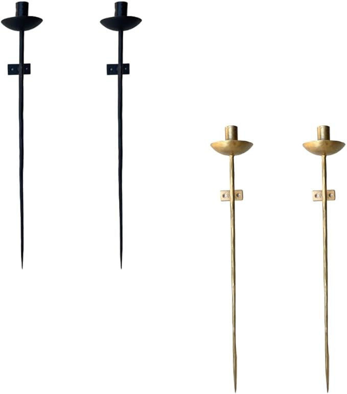 Forged Iron Wall Candleholder Sconce, Set of 2 (Brass) | Amazon (US)