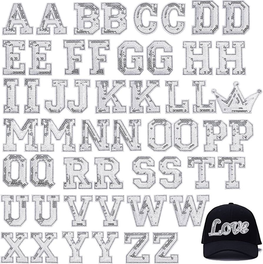 54 Pieces Iron on Sequin Letters Alphabet Patches Iron on Appliques Love Design Sew on Patches Gl... | Amazon (US)