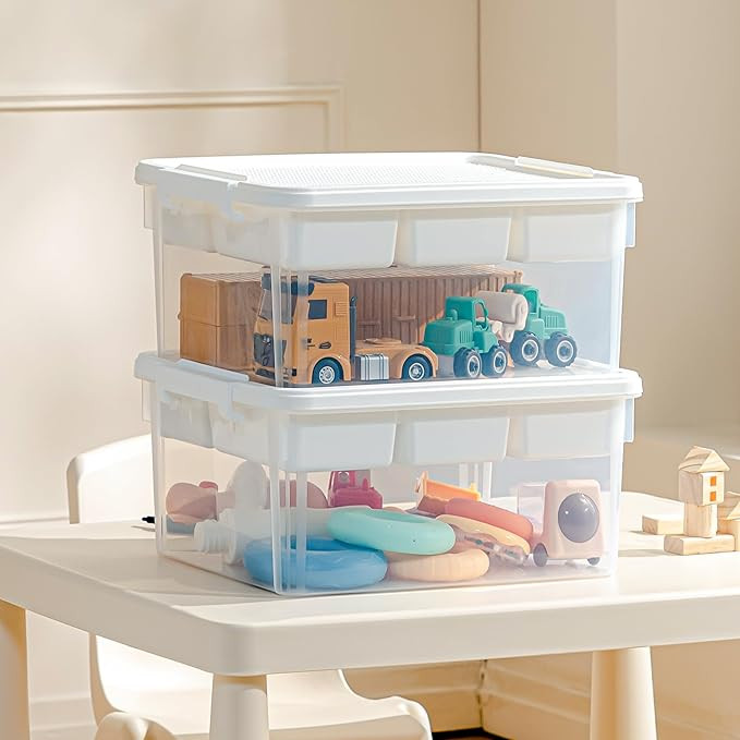Citylife 17 QT Plastic Storage Box with Building Baseplate Lid and Removable Tray Craft Organizer... | Amazon (US)