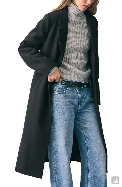 MANGO TEEN Longline Coat in Black at Nordstrom, Size Large | Nordstrom