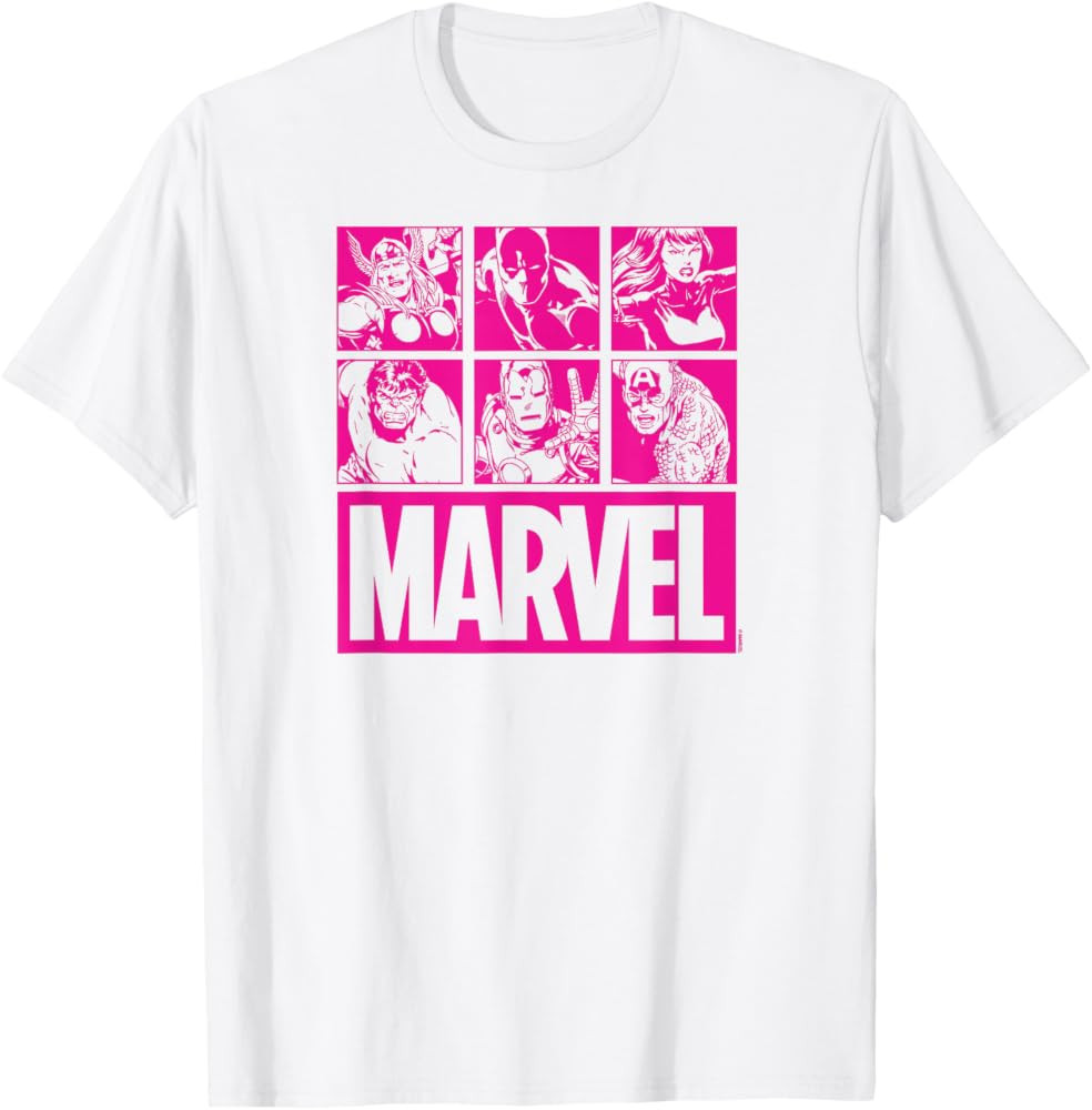 Marvel - Pink Character Grid Valentine's Day T-Shirt | Amazon (US)