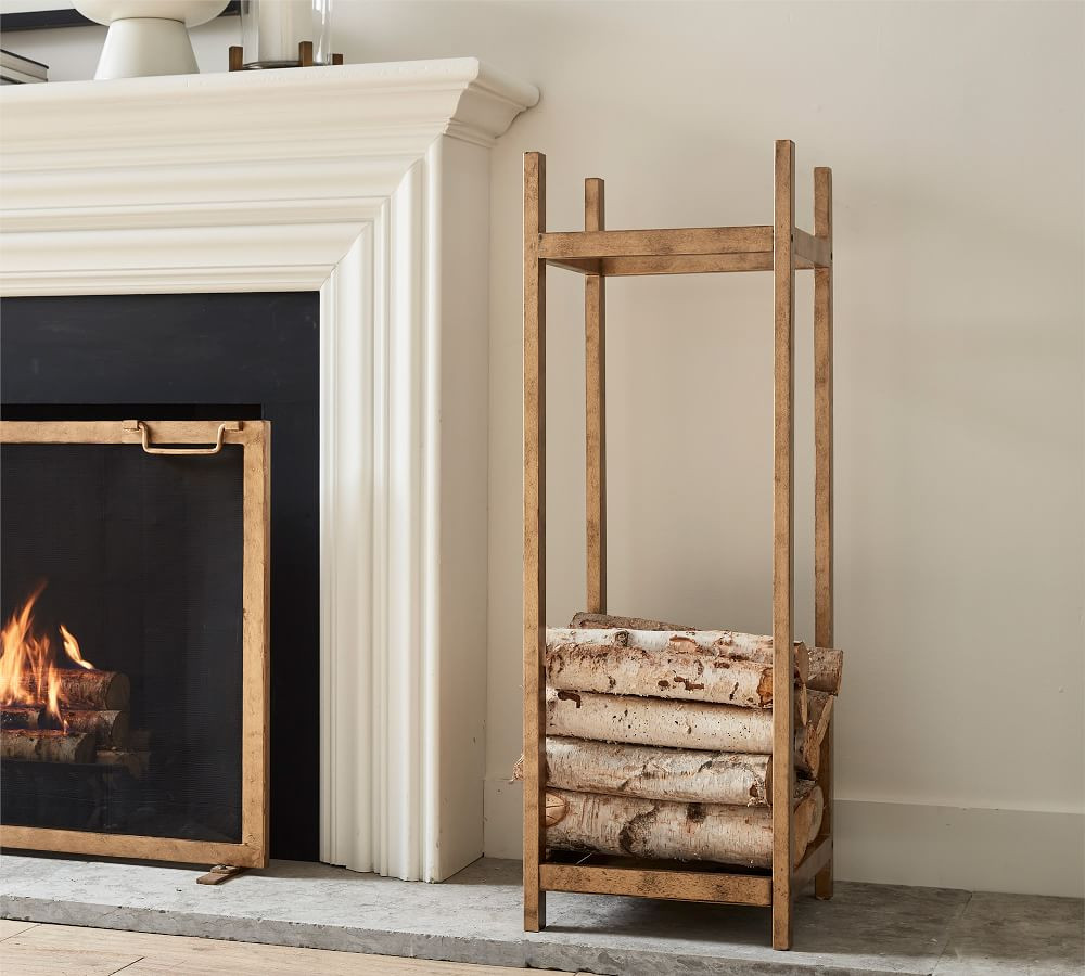 Industrial Fireplace Log Holder Tower | Pottery Barn (US)