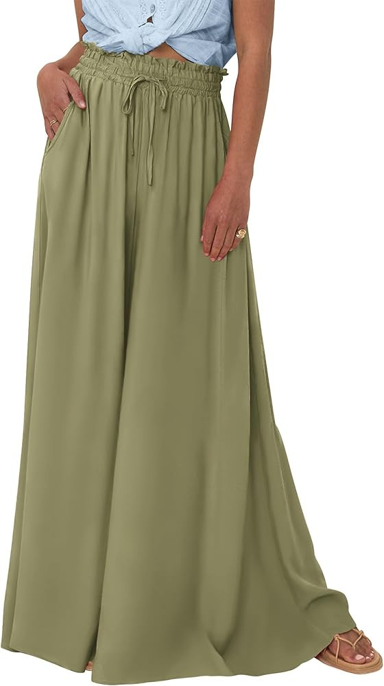 BTFBM Women Casual High Waist Wide Leg Pants 2026 Spring Summer Long Palazzo Pants Pocket Lounge ... | Amazon (US)