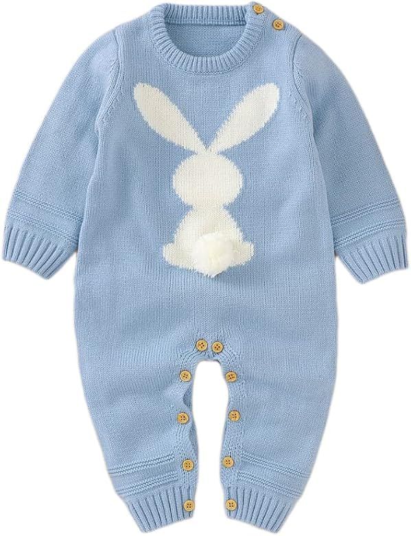 wonder rabbit Baby Boy or Girl Sweater Romper Warm Infant Bunny Sweatshirt Jumpsuit | Amazon (US)