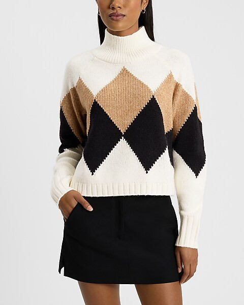 Argyle Mock Neck Sweater | Express