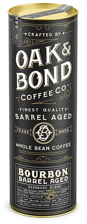 Espresso Bourbon Barrel Aged Coffee, Colombia & Brazil Blend, Whole Bean Arabica, Dark Roast w/ C... | Amazon (US)