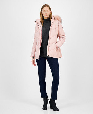 MICHAEL Michael Kors Women's Faux-Fur-Trim Hooded Puffer Coat, Created for Macy's - Macy's | Macy's