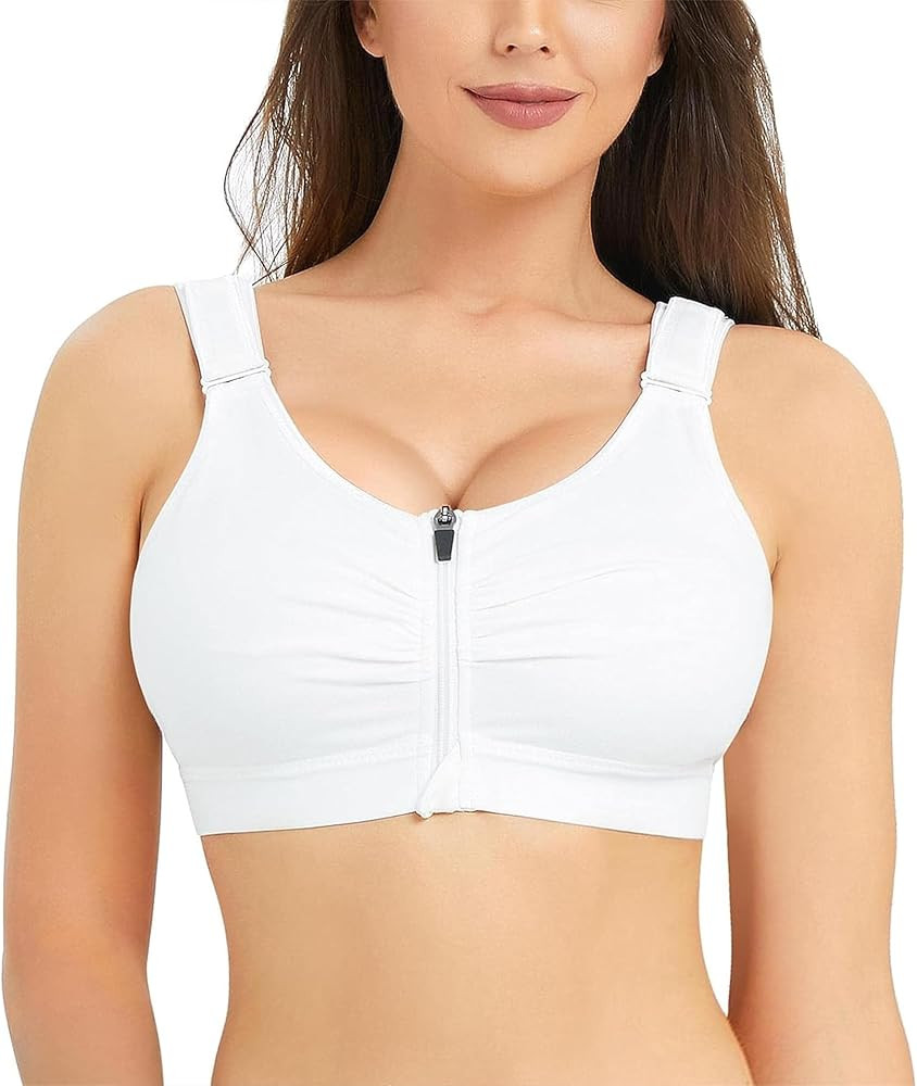 BRABIC Zip Front Closure Everyday Bra for Women Post Surgery Compression Support with Adjustable ... | Amazon (US)