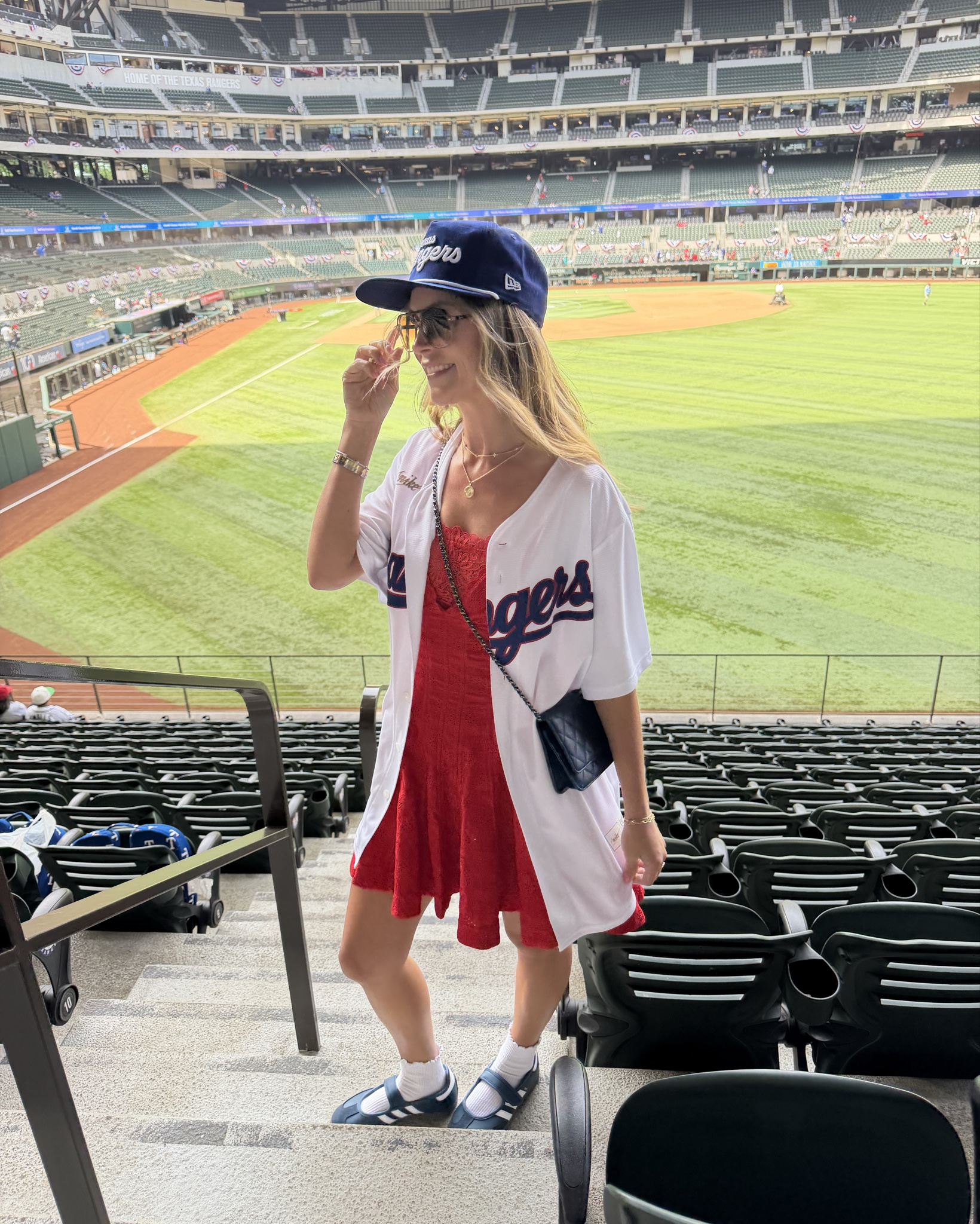 Rangers game with my little fam! Baseball in Texas! 

#LTKActive #LTKootd #LTKOver40