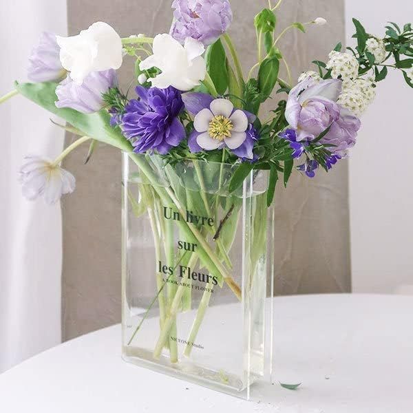 Book Vase for Flowers Flowers Aesthetic Room Decor, 8 Inch Clear Book Vase, The Mystery of Growth... | Amazon (US)