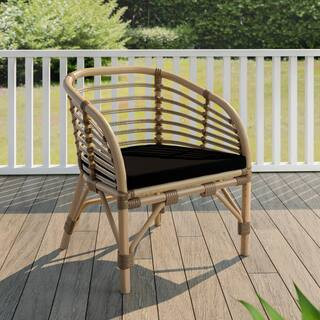 Cushioned Boho Aluminum Outdoor Lounge Chair with Wicker Accents and Black Cushion | The Home Depot