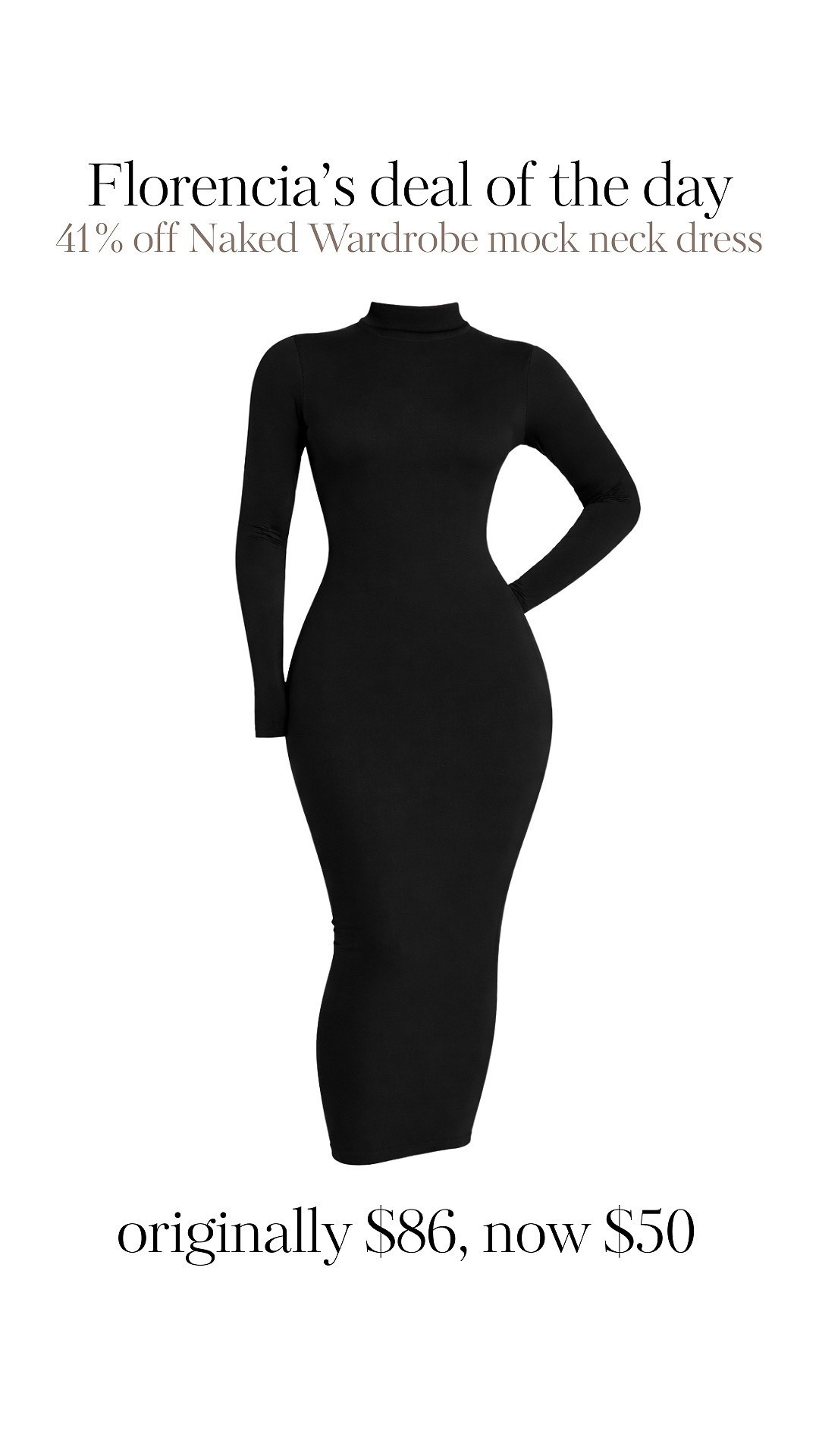 Good afternoon ladies! & Happy Monday❤️✨

I was super happy with yesterday’s deal from naked wardrobe, I wanted to send another one while these are still in stock🤩🤩

A bodycon mock neck dress like this is a must for winter events and outings, you can really style it with a ton of different layers and outerwear options 🔥✨

Be sure to size up, these run small if you are a size extra small get a small and if you wear size small, get a medium and so forth🙌🏽

#LTKgrwm #LTKdayinmylife #LTKSaleAlert