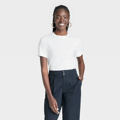 Women's Short Sleeve T-Shirt - A New Day™ White L | Target