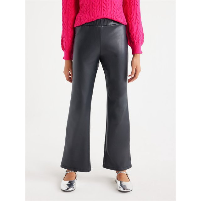 Scoop Girls Faux Leather Flare Leggings, Sizes 4-18 | Walmart (US)
