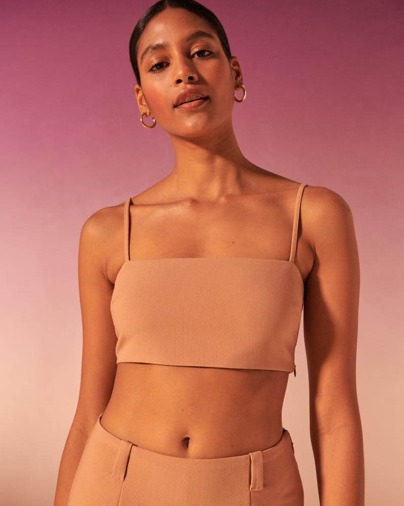 Women's Tailored Cropped Squareneck Set Top | Women's New Arrivals | Abercrombie.com | Abercrombie & Fitch (US)