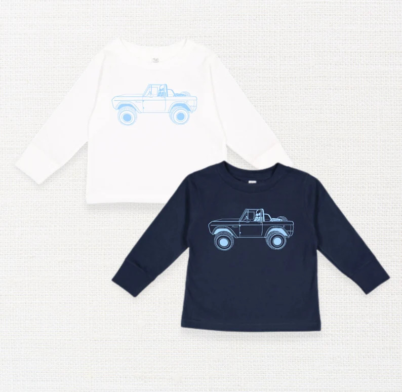 Little Boys Bronco T-shirt Boys Long Sleeve Graphic Tee Bronco Graphic Tee - Etsy | Etsy (US)