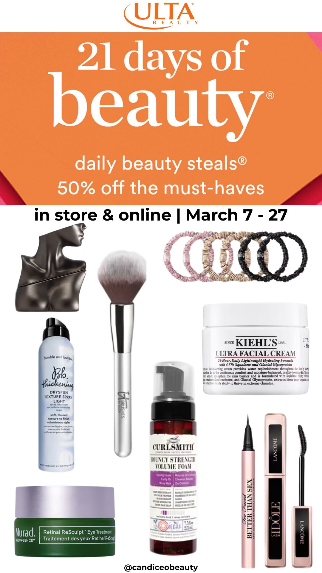 March 14 deals for ULTA 21 Days of Beauty. Get 50% off your faves and new things to try. New weekly deals start today  

#LTKFindsUnder50 #LTKSaleAlert #LTKBeauty