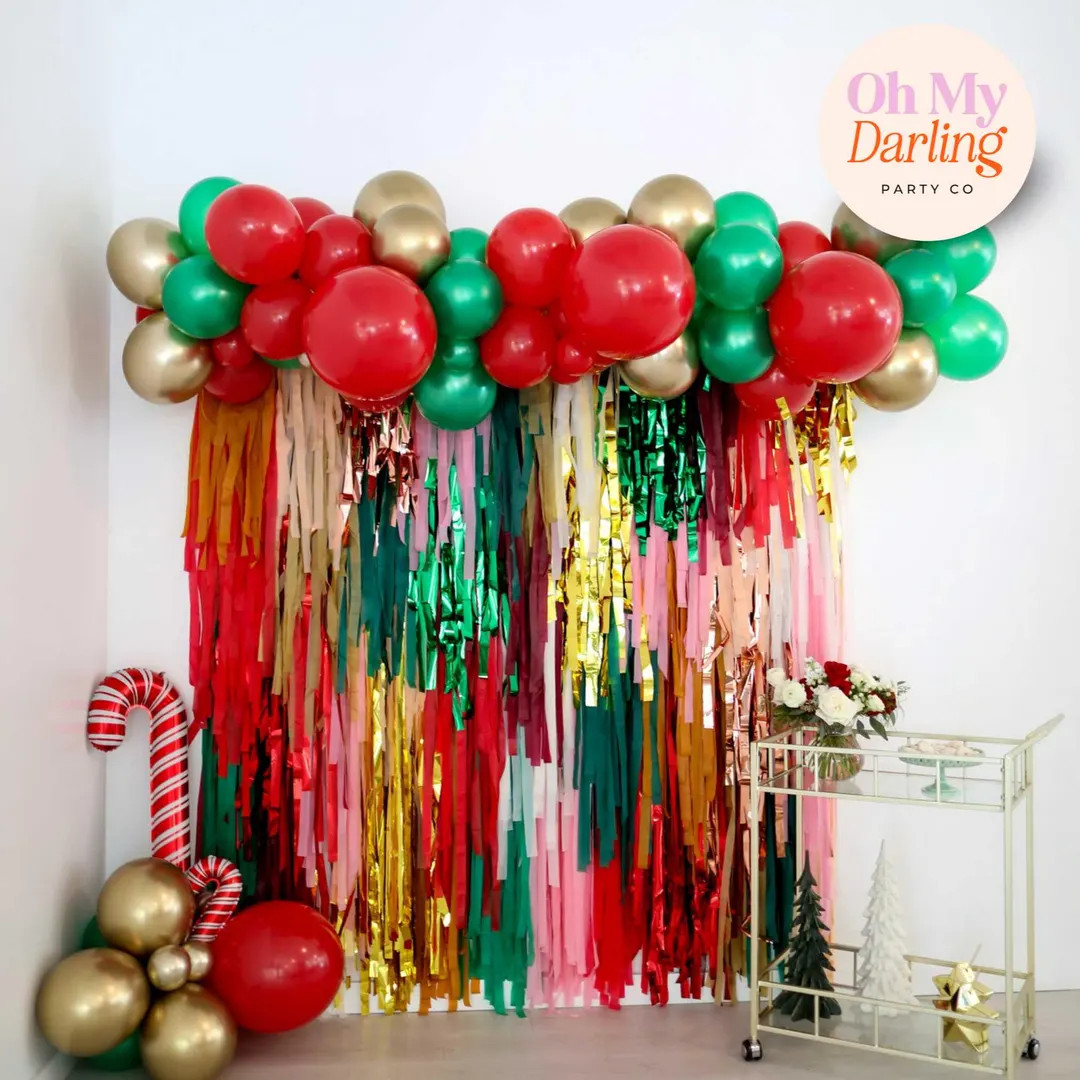 Fringe Christmas Backdrop: Handmade Plastic Party Decor - Etsy | Etsy (US)