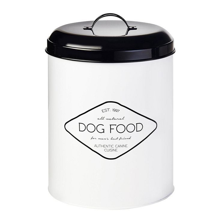 Amici Pet Buster Dog Food Metal Treat Storage Canister, 8.5 qt,White w/ Black Lid | Target