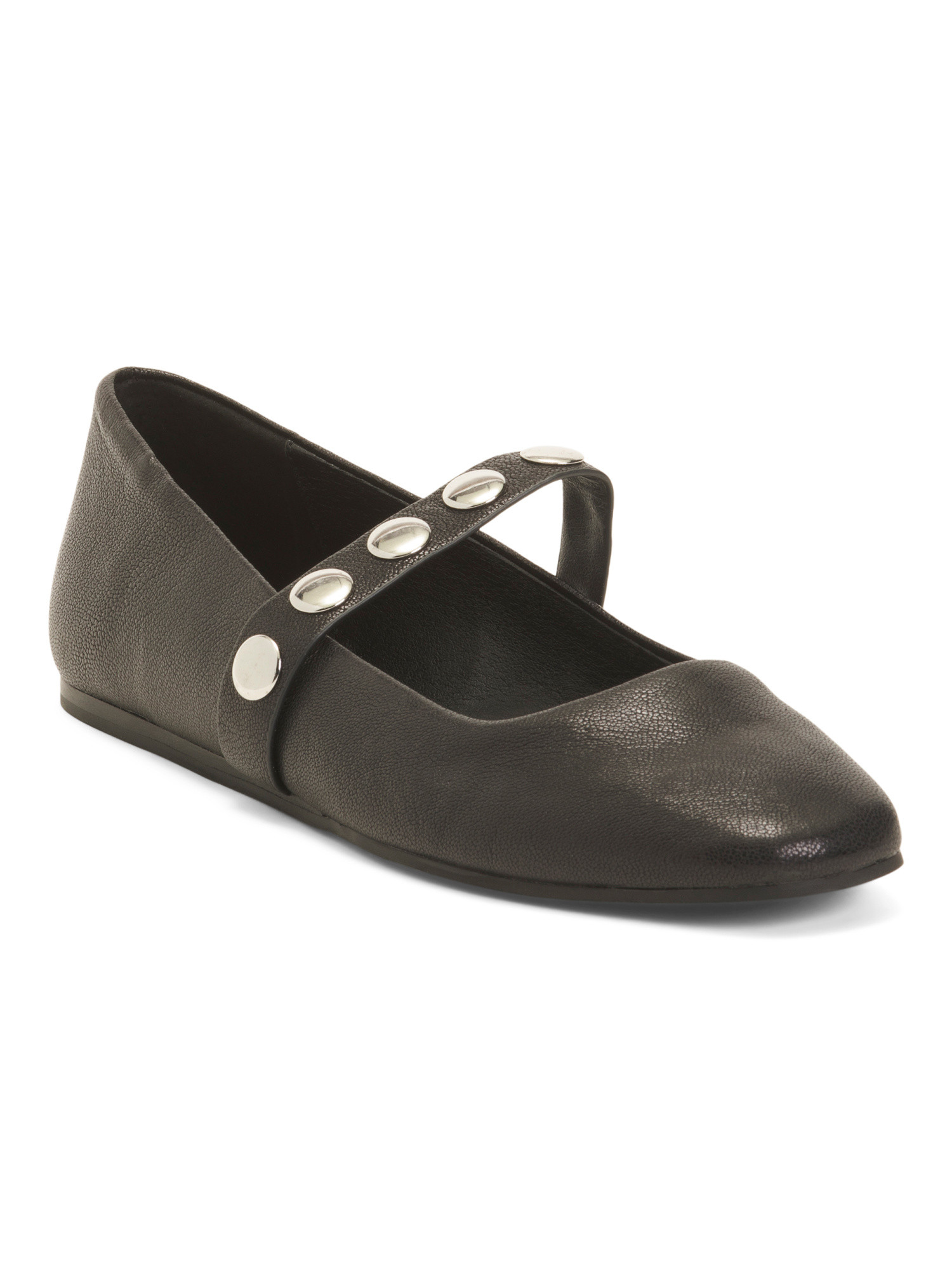 Leather Snap Button Ballerina Flats | TJ Maxx