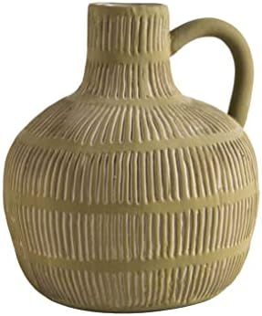 Vellon Green Rustic Ceramic Flower Vase, Country Style Pitcher Vase with Handle for Home Decor, F... | Amazon (US)