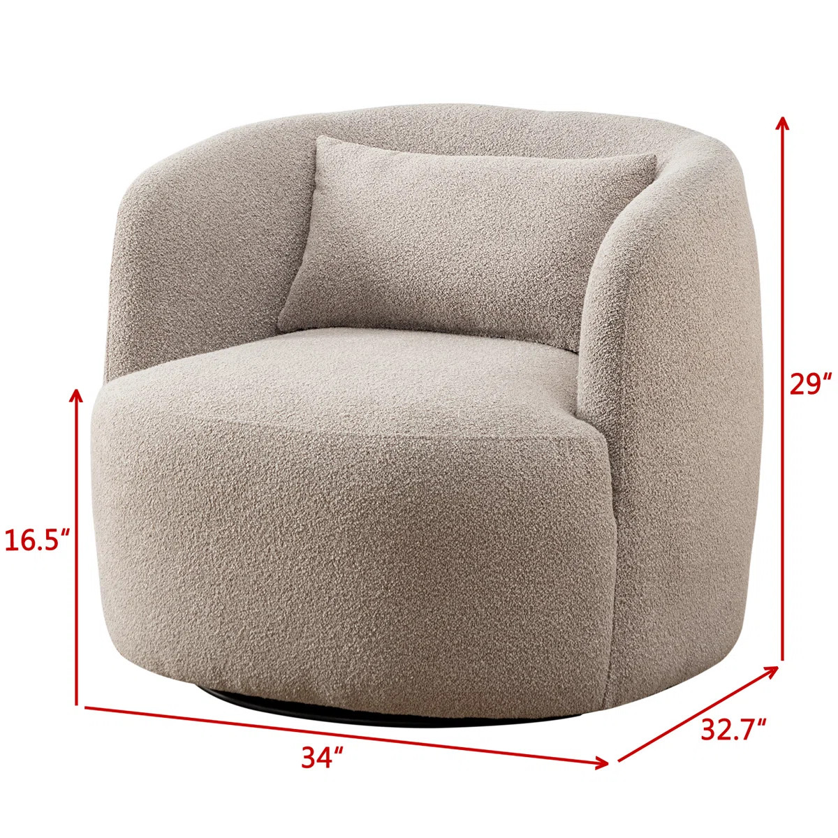 Jaydin 34" Wide Boucle Upholstered Swivel Armchair | Wayfair North America