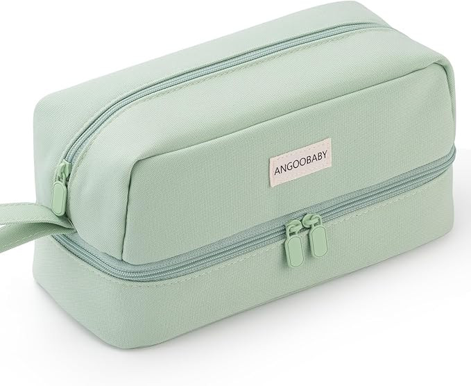 ANGOOBABY Big Capacity Large Pencil Case Canvas Pen Pouch Bag with 2 Compartments for Girls Boys ... | Amazon (US)