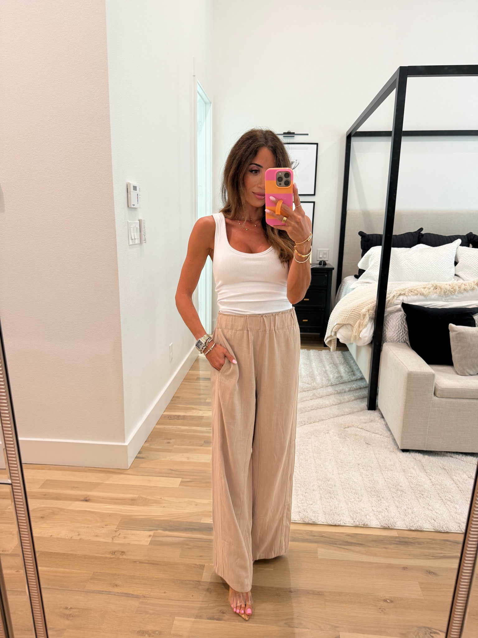 White ribbed tank with built in bra size XS or xxs linen pants Amazon

#LTKPetite #LTKSaleAlert