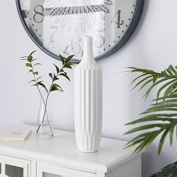 White Ceramic Modern Vase, 19 x 5 x 5 | Amazon (US)