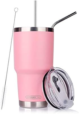 DYNAMIC SE 30oz Tumbler Pink Double Wall Stainless Steel Vacuum Insulated Travel Mug with Splash-... | Amazon (US)