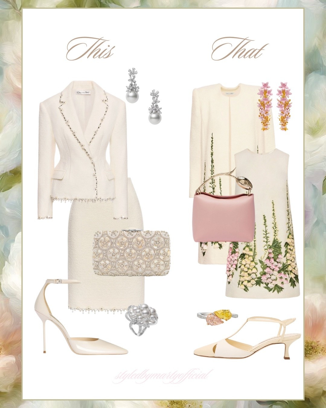 This or That?🤍🌷

Feminine outfit, feminine style, elegant style, elegant winter, winter outfit, white winter style, tweed set, white tweed jacket, white tweed skirt, floral coat, floral dress, tweed floral dress, winter floral style, pink bag, luxury fashion, luxury wear 

#LTKootd #LTKSeasonal #LTKOver40