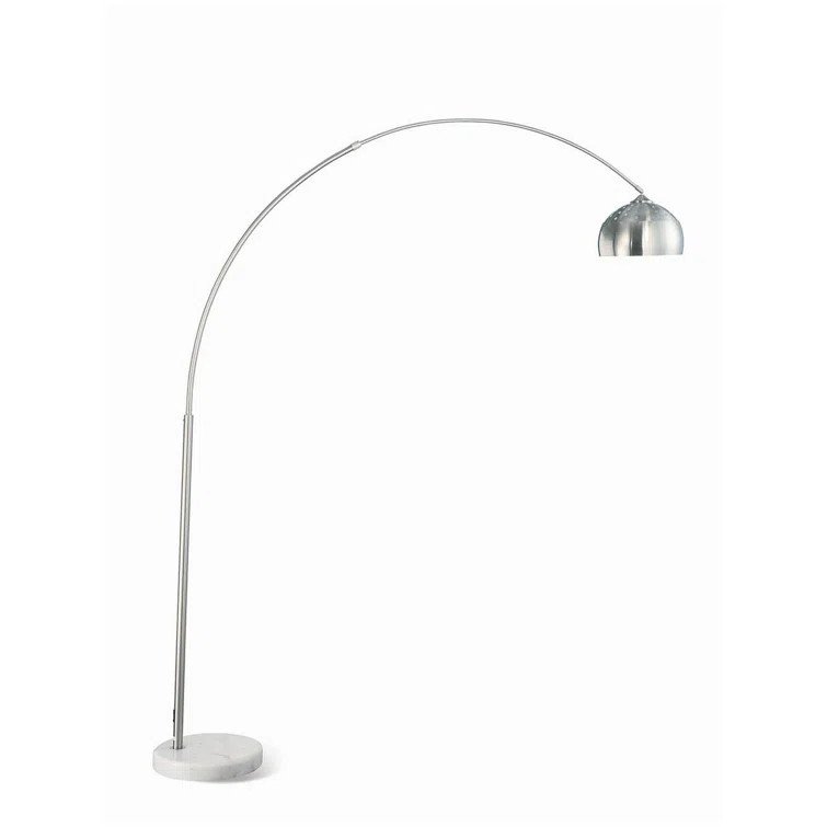 85 Inch Floor Lamp With Arched Body, Binary Switch, Marble Base, Silver | Wayfair North America