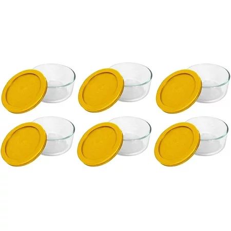 Pyrex 7200 Glass Food Storage Bowls and 7200-PC Butter Yellow Plastic Lid Cover (6-Pack) | Walmart (US)