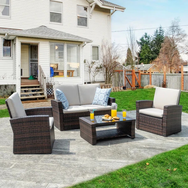 Amei 4 - Person Outdoor Seating Group with Cushions | Wayfair North America