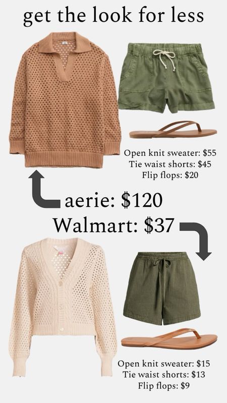 Get the Look for less! This casual outfit from aerie is so chic and perfect for spring break trips! The shorts and sweater come in several colors and up to XXL. The similar Walmart outfit also comes in several colors and rings up under $40!
………………
walmart shorts time and tru shorts n boundaries cardigan mesh cardigan loose cardigan cream cardigan flip flops sandals under $20 sandals under $10 spring break outfit travel outfit resort wear outfit under $50 work outfit work sweater open knit sweater collared sweater sweater with collar draw string shorts pull on shorts long shorts aerie new arrivals walmart new arrivals aerie look walmart look cream cardigan button front cardigan chic look chic outfit chic sweater casual outfit casual look

#LTKSpringSale #LTKtravel #LTKfindsunder50