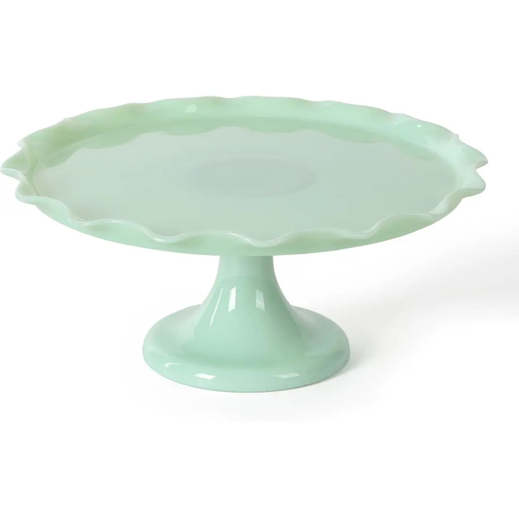 MARTHA STEWART Highbrook Handmade Jadeite Glass Cake Stand with Ruffle Trim in Jadeite Green at Nordstrom | Nordstrom