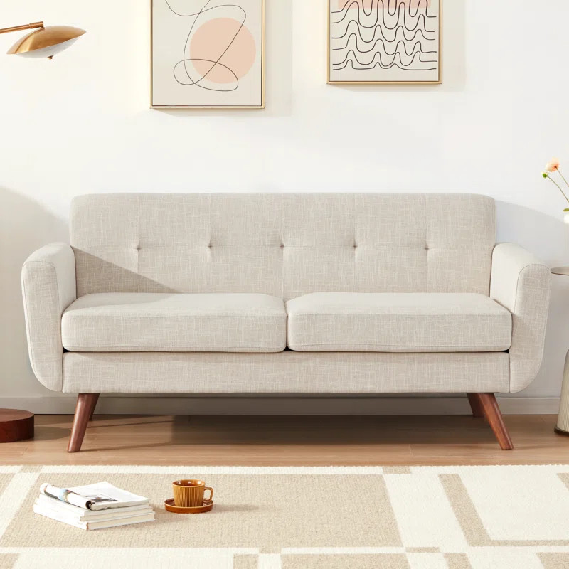 Jadier 67" Upholstered Loveseat Square Arm Linen Velvet Sofa | Wayfair North America