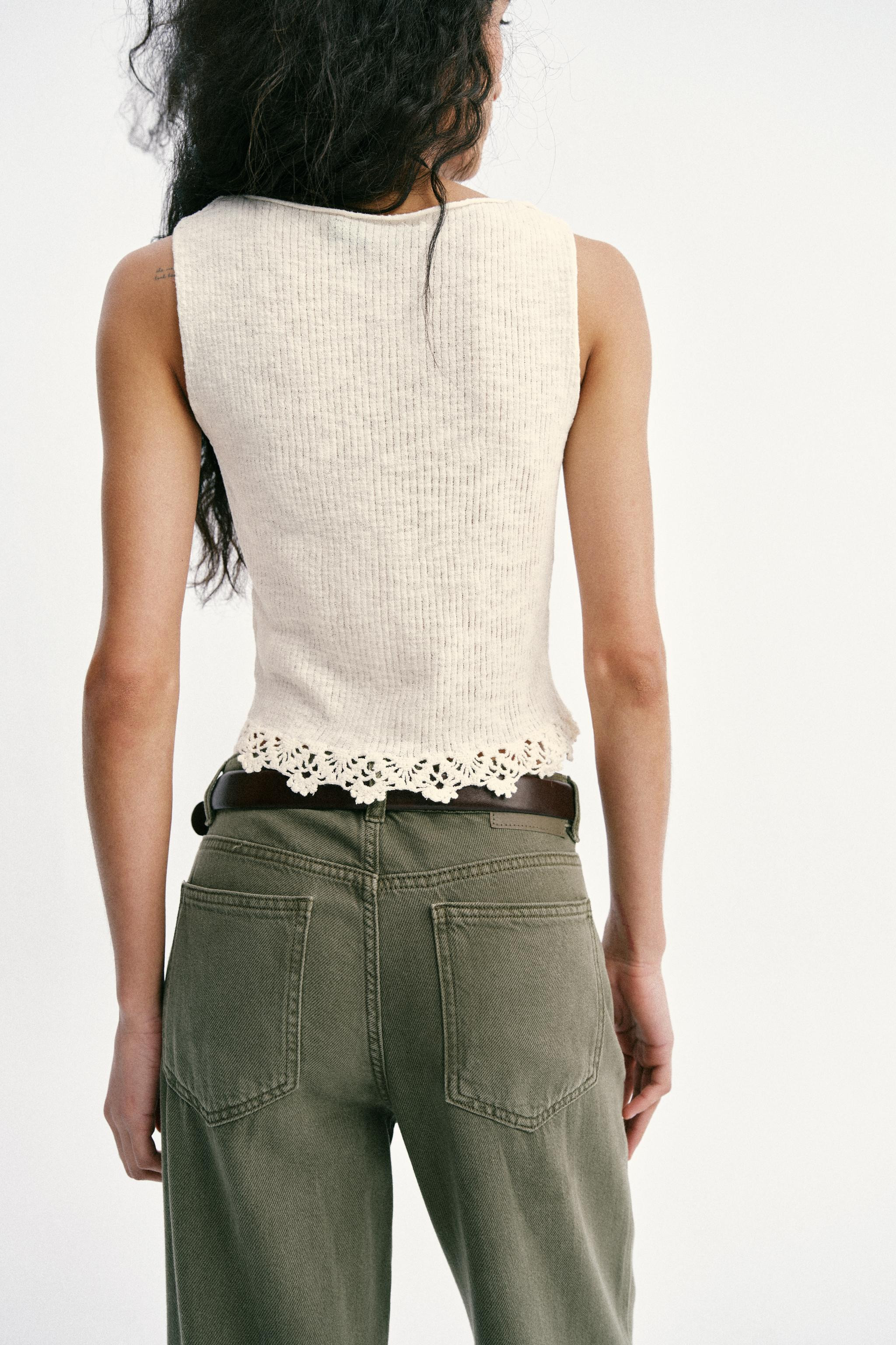 CROCHET HEM KNIT TOP | Zara US