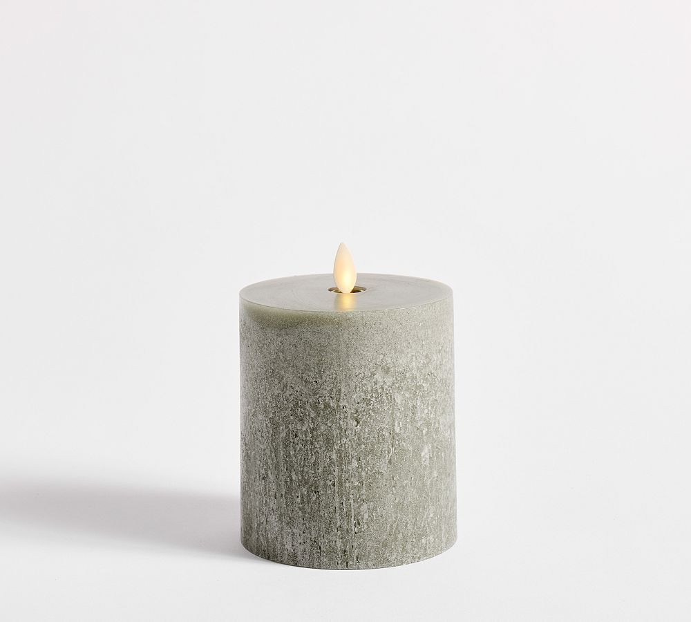 Premium Flickering Flameless Wax Pillar Candle - Salt Washed | Pottery Barn (US)
