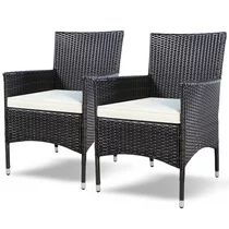 Costway Outdoor Rattan Wicker Dining Chairs With Cushions, Set of 2 | Walmart (US)