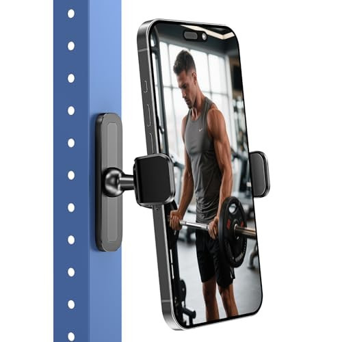 APPS2Car Magnetic Phone Holder for Gym, Alloy Base and Joint for Strong Hold, 360° Adjustable, Compatible with 4.7-6.5 Inch iPhone & Android Phones, Secure Workout Equipment Accessory for Men Women | Amazon (US)
