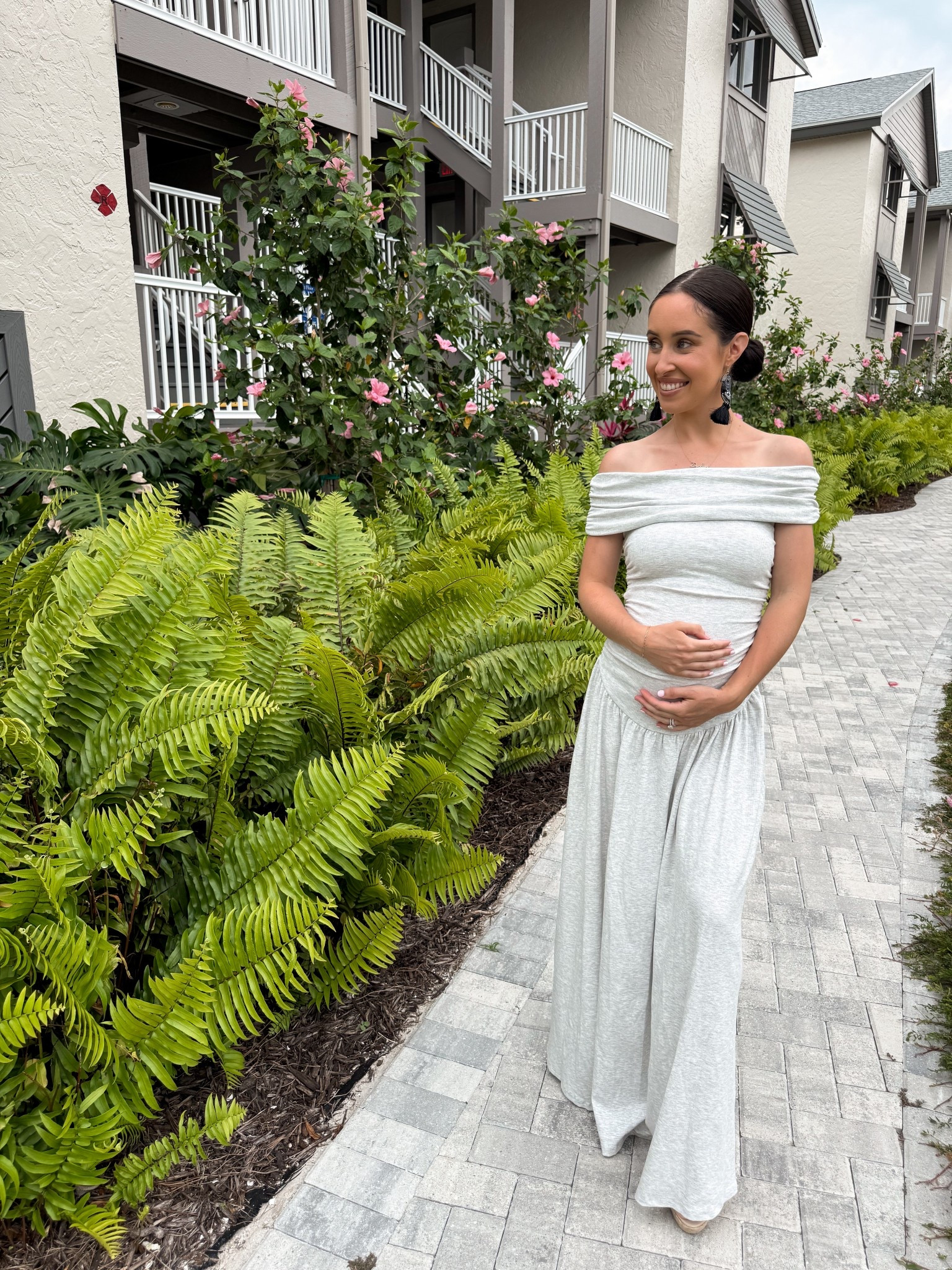 This dress is not maternity… but it’s bump-approved 🤍✨ The softest fabric, the prettiest off-the-shoulder neckline, and such a flattering flowy fit. Perfect for vacations, date nights, or dressing up your everyday. 

maxi dress, off the shoulder dress, bump friendly, non maternity dress, pregnancy style, neutral outfit, vacation outfit, resort wear, feminine style, flowy dress, summer outfit, beach vacation outfit, baby bump style, soft aesthetic, casual chic outfit

#LTKBump #LTKootd #LTKPetite
