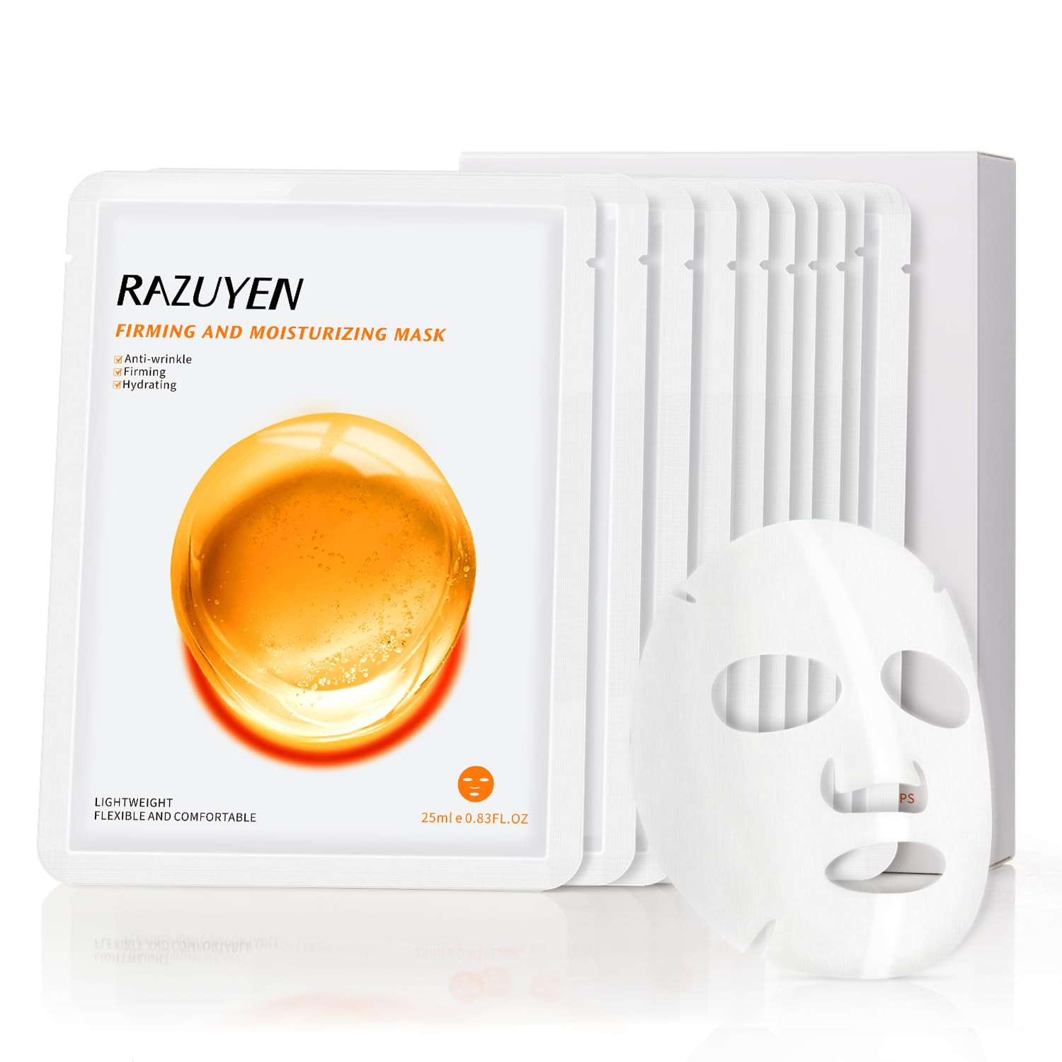 Firming and Moisturizing Sheet Face Masks with Hyaluronic Acid and Peptides, Reduce Fine Lines an... | Amazon (US)