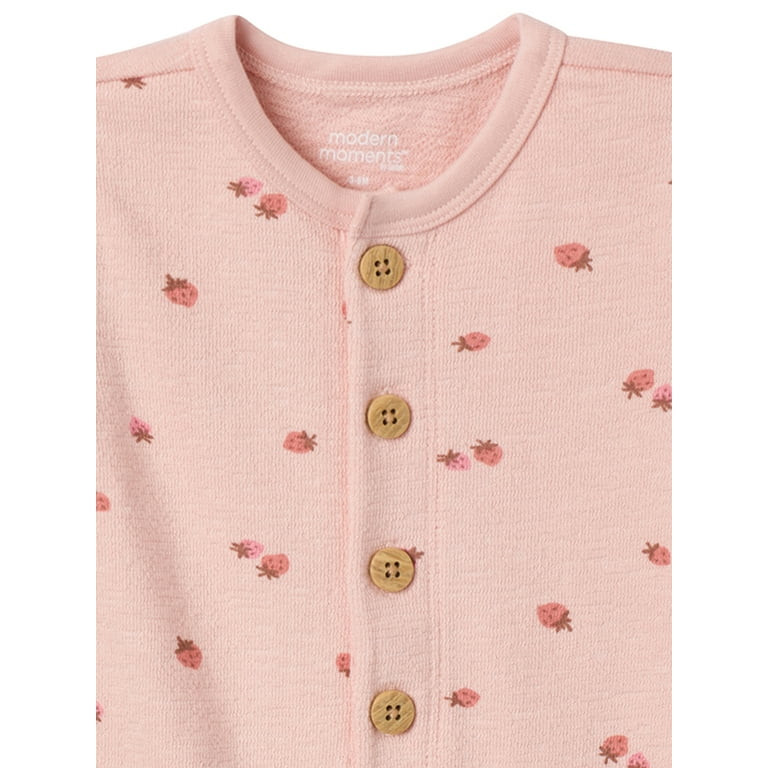 Modern Moments by Gerber Gender Neutral Short Sleeve Henley Romper, Sizes 0/3 Months - 24 Months | Walmart (US)