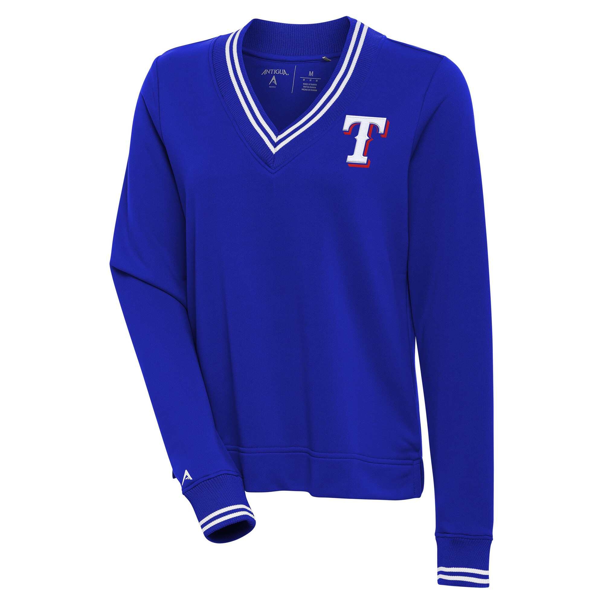 Women's Texas Rangers  Antigua Royal Parker V-Neck Pullover Sweatshirt | MLB Shop