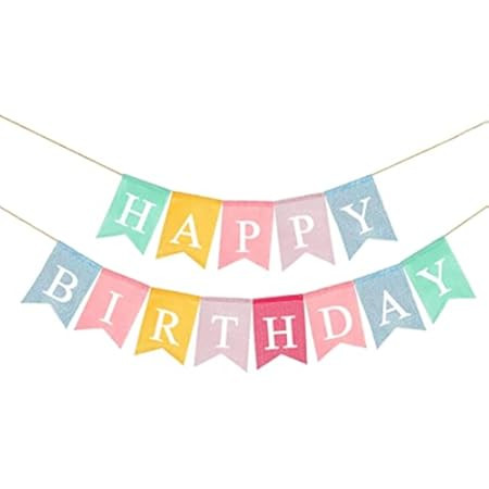 Happy Birthday Banner, Assembled Reusable Imitated Burlap Birthday Banner Colorful Rainbow Bunting G | Amazon (US)