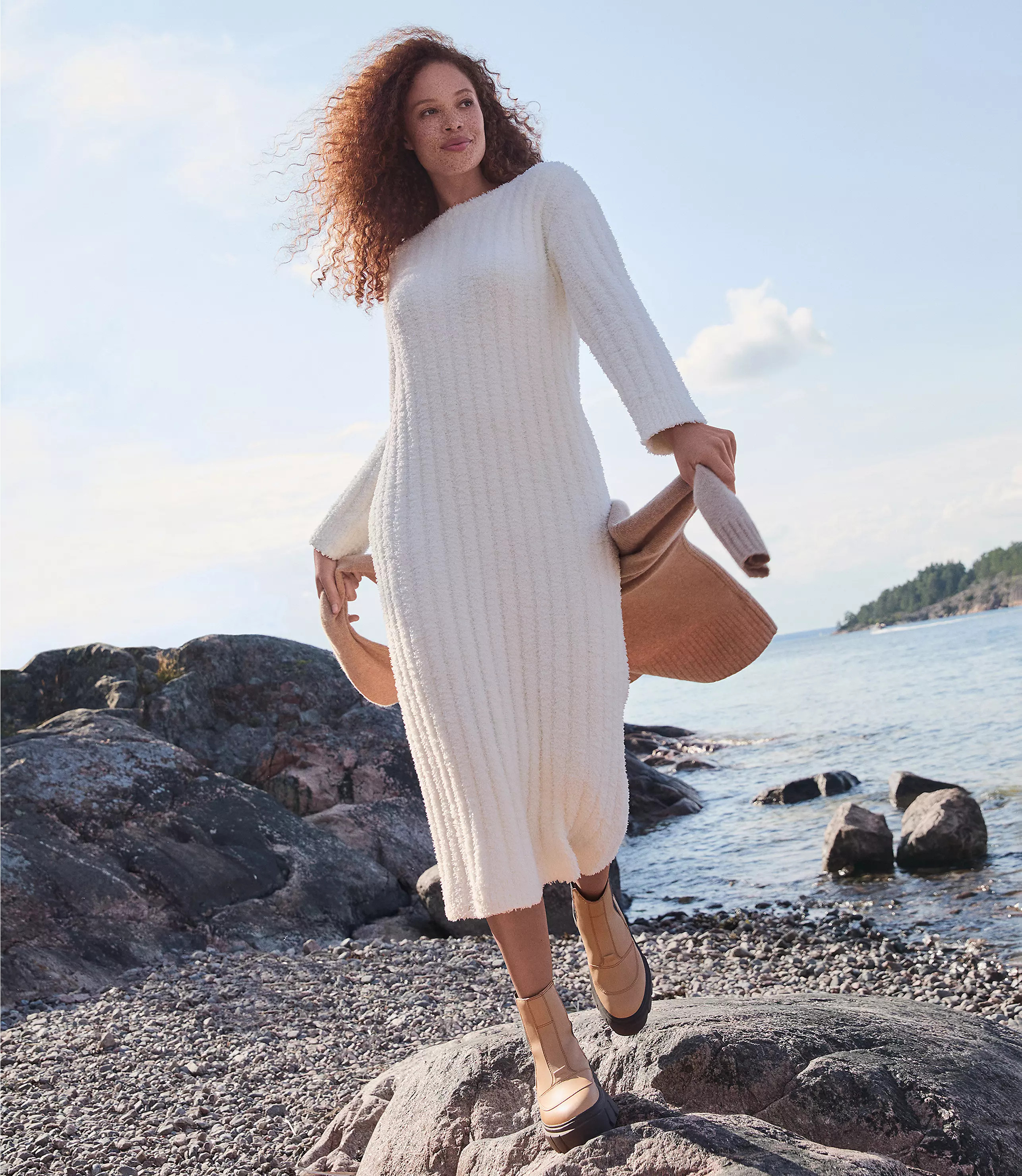 Lou & Grey Ribbed Teddy Midi Sweater Dress | LOFT