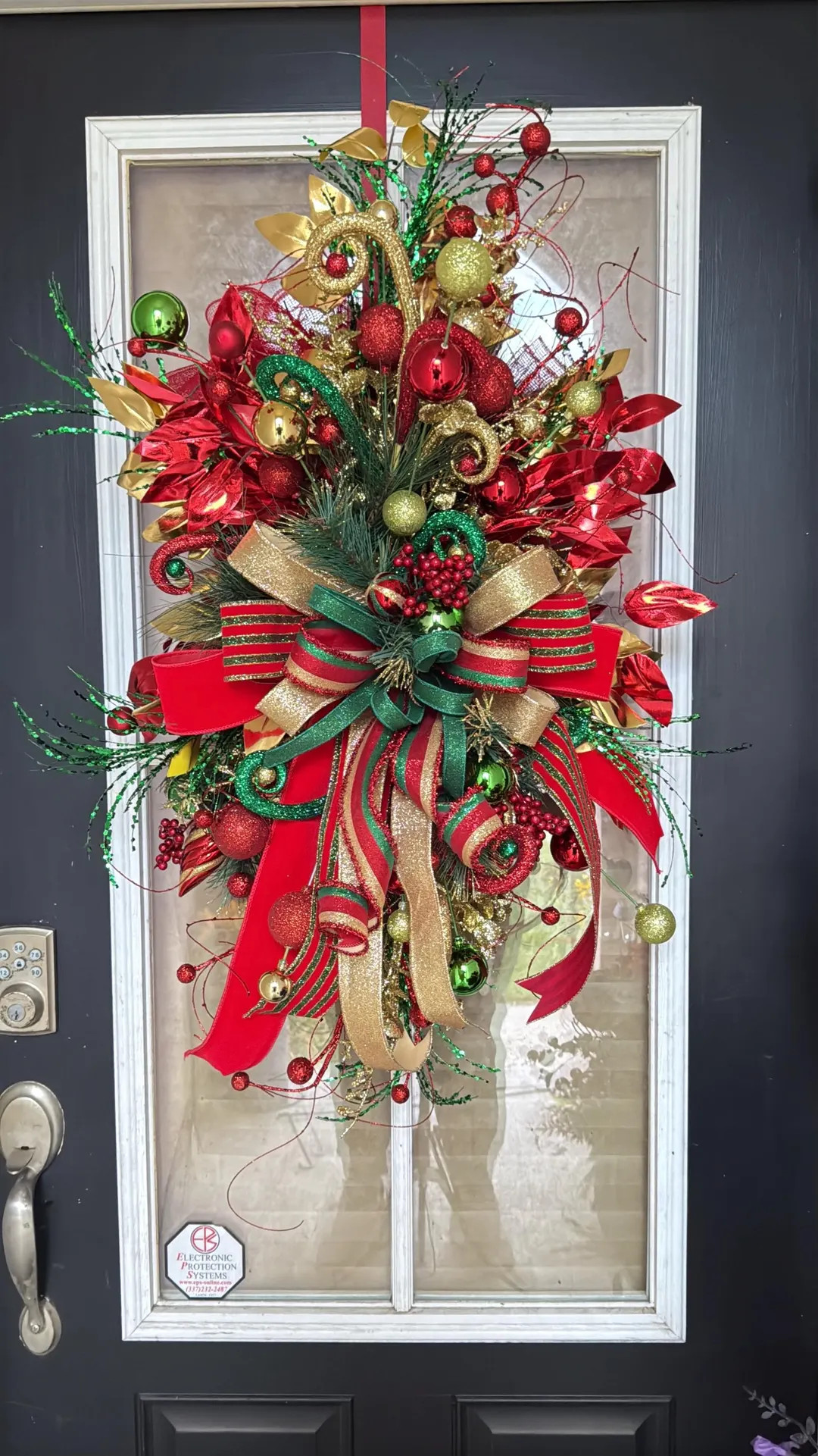 Festive Christmas Swag Wreath: Red, Green & Gold Holiday Door Decor - Etsy | Etsy (US)